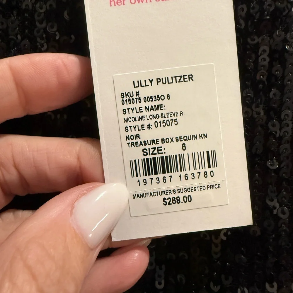 NWT Lilly Pulitzer Black Sequin Long Sleeve Romper - Nicoline - Picture 4 of 7